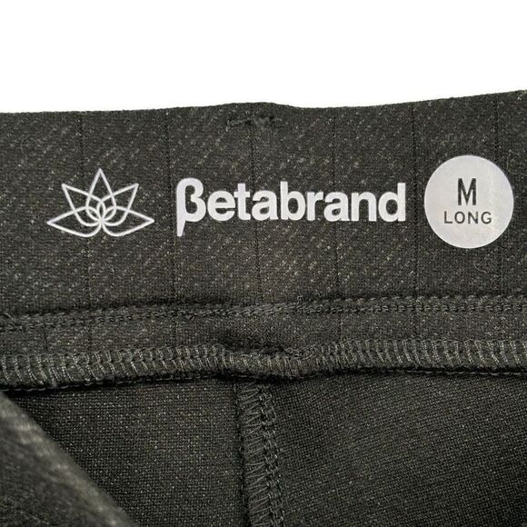 BetaBrand Straight Leg Yoga / Dress Pants Black Pinstriped Medium Long - Picture 2 of 9